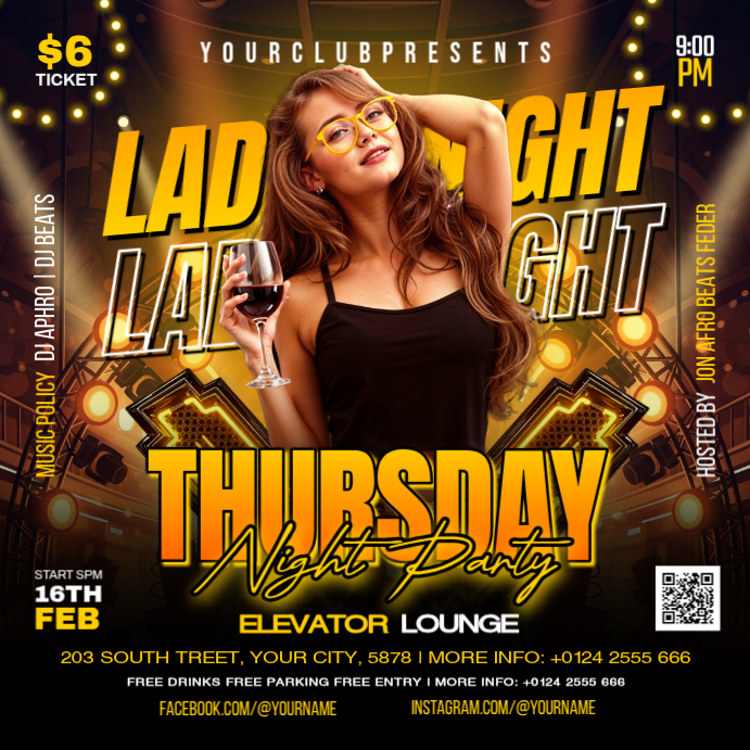 thursday Ladies Night Party Instagram Post Template | PosterMyWall