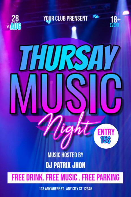 Thursday music night poster Plakat template