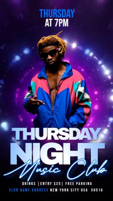 Funky Thursday Thursday Music Party Template | PosterMyWall