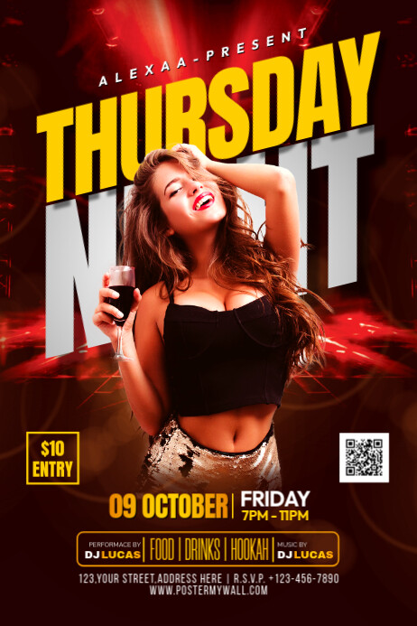 Thursday night party Plakkaat template
