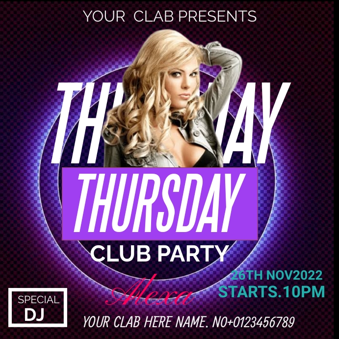 THURSDAY party night party Template PosterMyWall