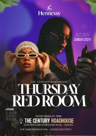 Thursday Red Room Party Design Template A4