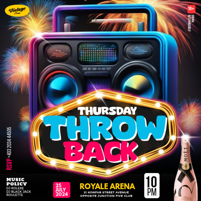 Thursday Throw Back Event Party Flyer for Social Media | PosterMyWall