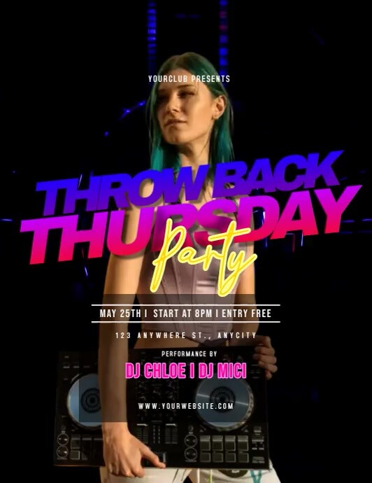 Thursday Throw Back Party Template | PosterMyWall