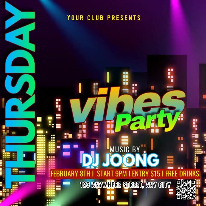 Thursday Rave Thursday Vibes Party Template | PosterMyWall