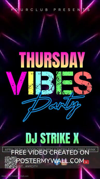 Thursday Rave thursday vibes party Template | PosterMyWall