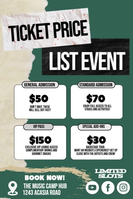 Ticket List Message Example Ticket List Event Template | PosterMyWall