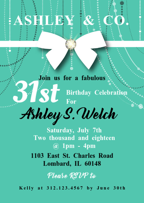 Tiffany Co Inspired Birthday Invite Template Postermywall