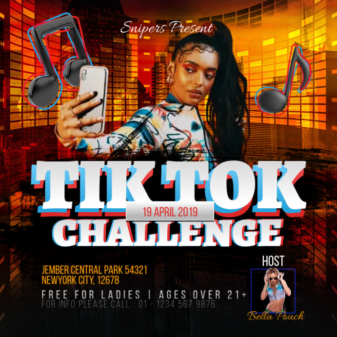 Tik Tok Flyer Event Challenge Instagram-bericht template