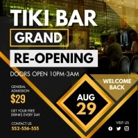 Tiki Bar Grand Reopening Video Invitation Quadrat (1:1) template