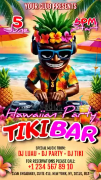 Tiki Bar Hawaiian Luau Party Digital Display Video template