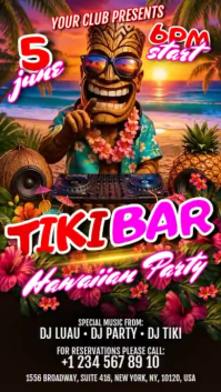 Tiki Bar Hawaiian Luau Party Digital Display Video Umbukiso Wedijithali (9:16) template
