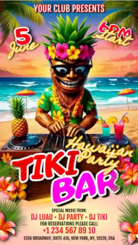 Tiki Bar Hawaiian Luau Party Digital Display Video template