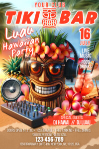 Tiki Bar Hawaiian Party Banner 4' × 6' template