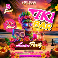 Tiki Bar Party Instagram Post Video Instagram-opslag template
