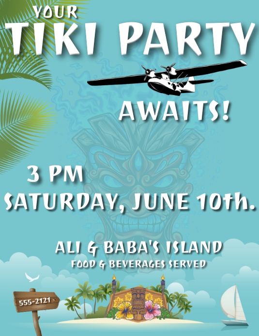 TIKI PARTY INVITATION FLYER Template PosterMyWall