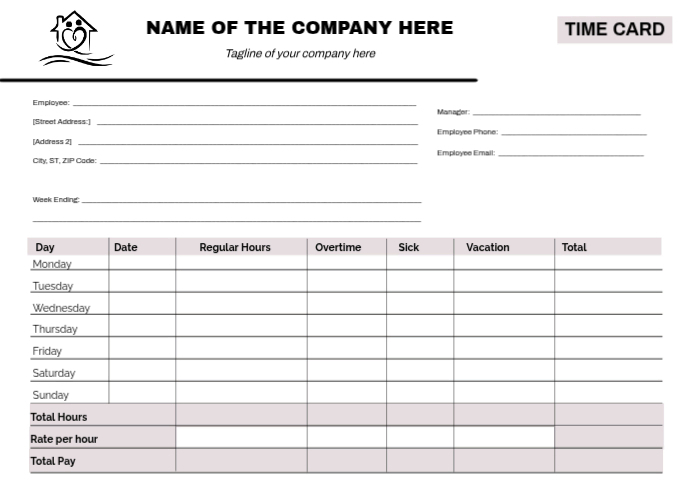 TIME CARD, JOB CARD, EMPLOYEE CARD Template | PosterMyWall