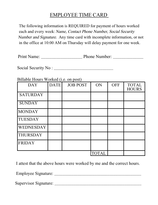 Time Card Template | PosterMyWall