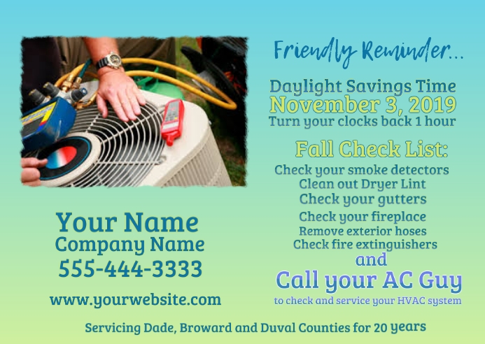 Time Change Hvac Postcard Template Postermywall