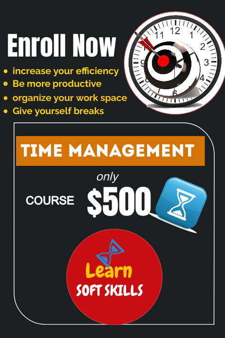Time management course poster template | PosterMyWall