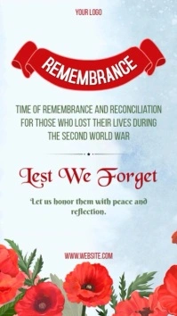 Time of Remembrance and Reconciliation for WWII Heroes Red Poppy Instagram Story Template Instagram-Story