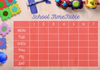 Red School Timetable A4 Template