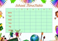 Green School Timetable A4 Template