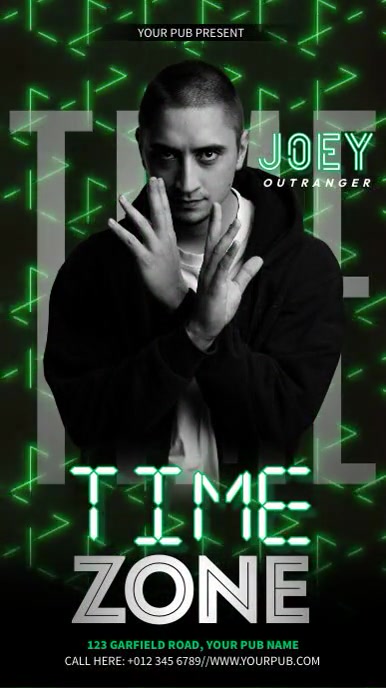 Time Zone Neon Party Instagram Story template