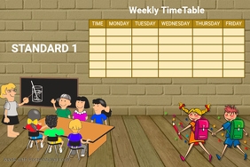 Coloured Timetable Example Colored Illustrations School TimeTable Template | PosterMyWall