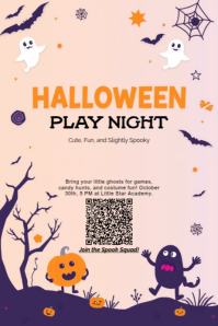 White Halloween Play Night Poster Template