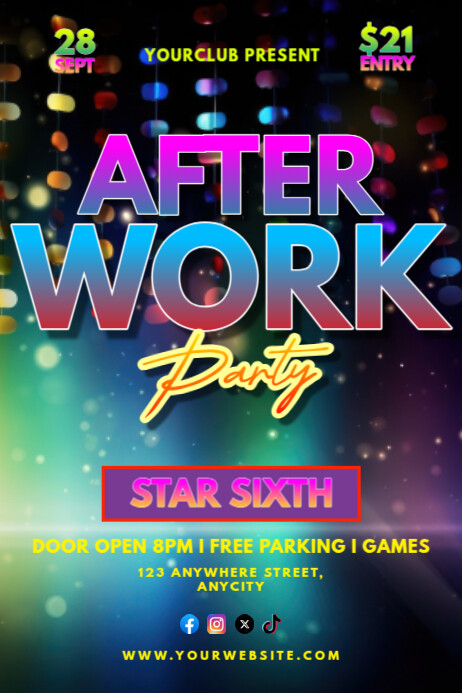 Tipografi After Work Party Poster Template | PosterMyWall