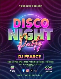 Tipografi Disco Night Party Pamflet (letter As) Flyer (US Letter) template