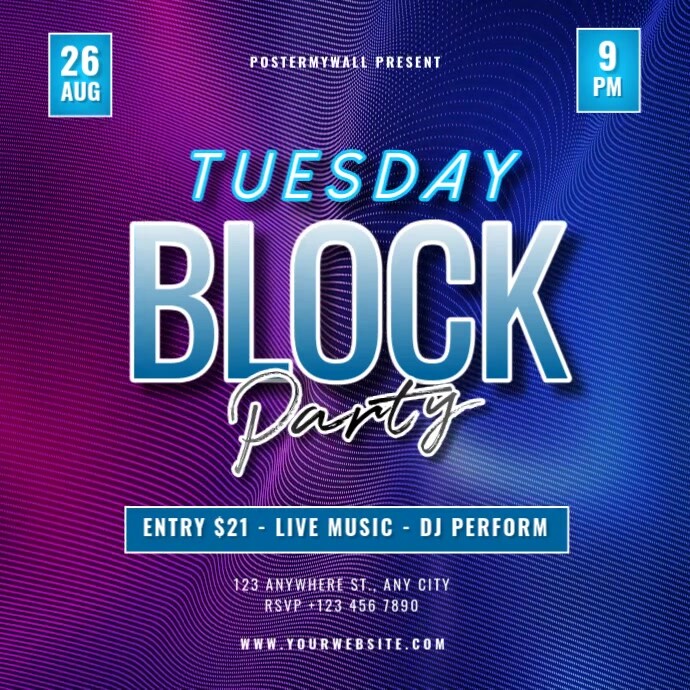 Tipografi Tuesday Block Party Pos Instagram Template | PosterMyWall