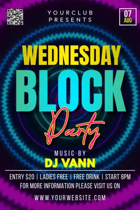 Tipografi Wednesdady Block Party Poster Template | PosterMyWall