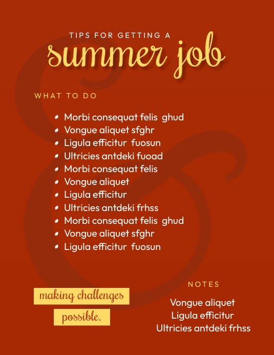 Summer Tips Picture Example Tips For Getting A Summer Job Template | PosterMyWall