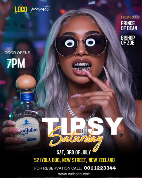 Tipsy saturday party flyer Templat | PosterMyWall