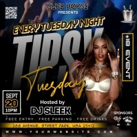 TIPSY TUESDAY PARTY FLYER TEMPLATE POSTER