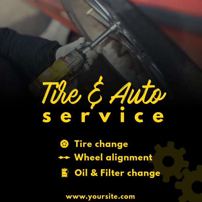 Tire and auto service workshop video ad Сообщение Instagram template