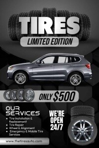 Black Tire Sale Promotion Plakat Template