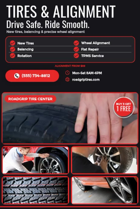 Color Wheel Poster Examples Tire And Alignment Services Template | PosterMyWall