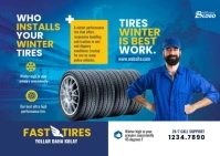 Tires Repair Service Postcard template