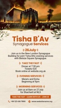 White Tisha B'Av Synagogue Services Digitalt display Template