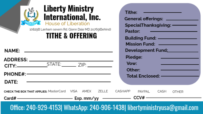 Tithe And Offering Form Template | PosterMyWall