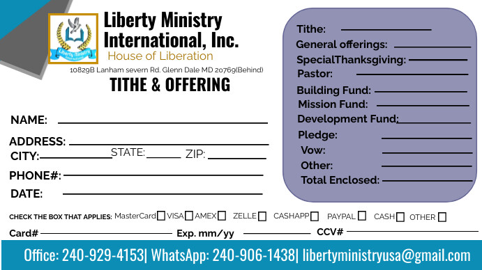 TITHE & OFFERING ENVELOPE Template | PosterMyWall