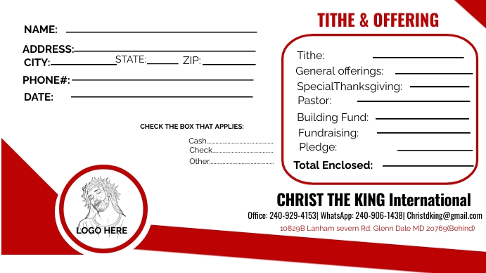 TITHE & OFFERING ENVELOPE Template | PosterMyWall