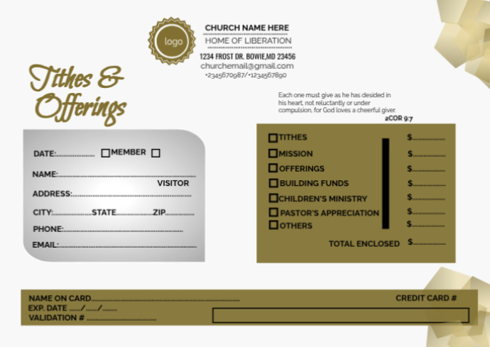 tithes and offerings envelope 2 Template | PosterMyWall