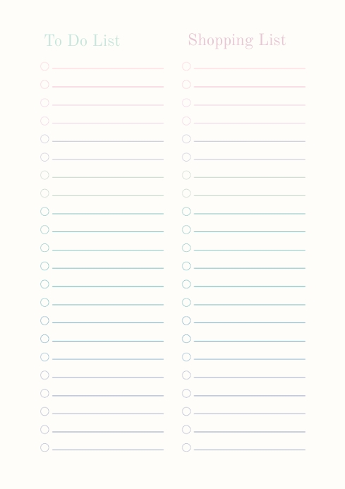 To do list & shopping list planner template A4
