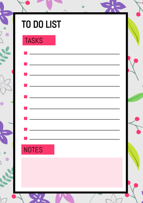 To do List A4 template
