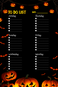 To do list halloween weekly task checklist daily planner editable printable action plan template Poster