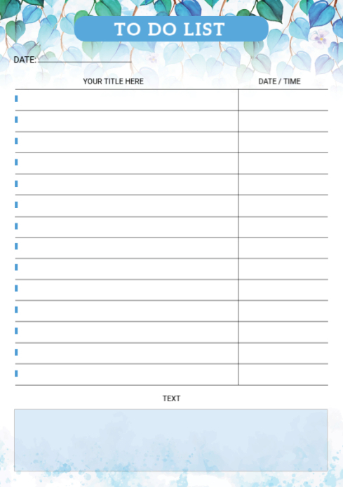 To do list template A4